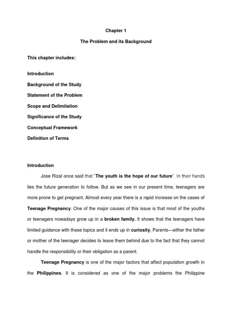 introduction of a research paper about teenage pregnancy