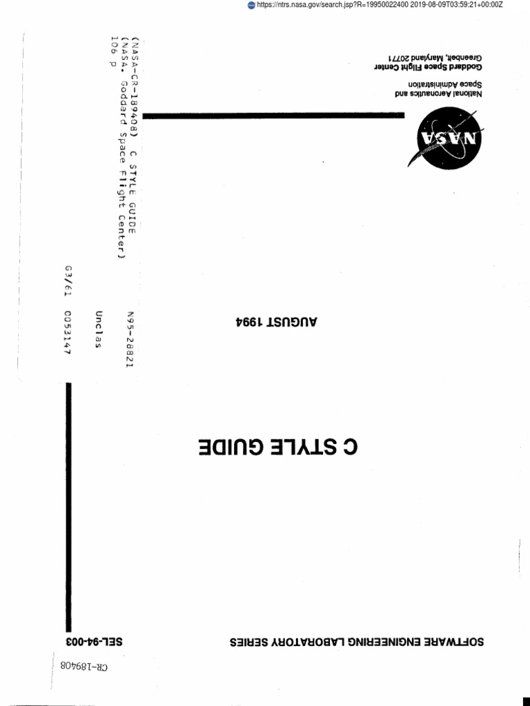C Style Guide PDF | PDF | Goddard Space Flight Center | C (Programming ...