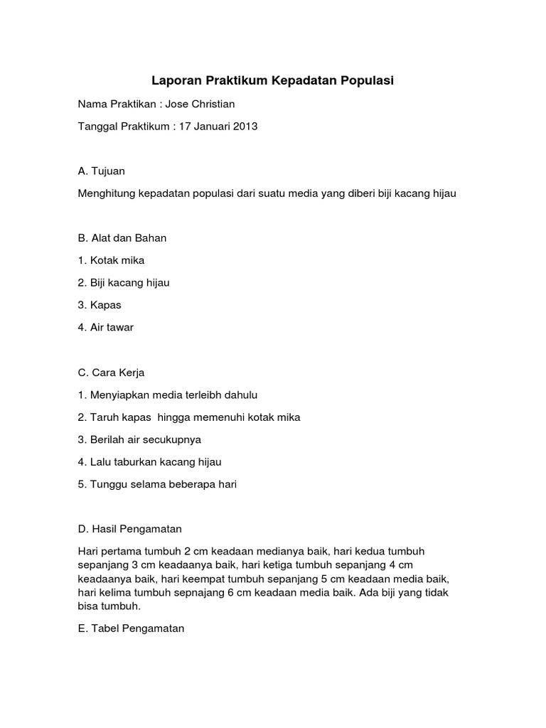 Laporan Praktikum Kepadatan Populasi | PDF