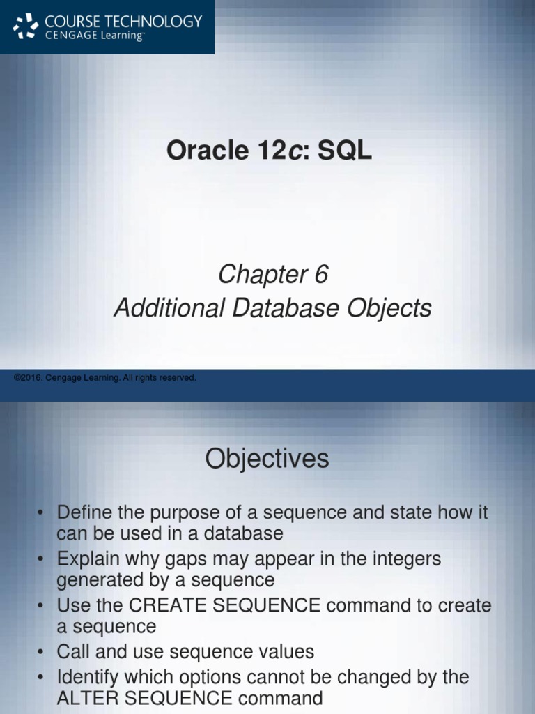 Oracle 12c: SQL: Additional Database Objects | PDF | Database Index ...