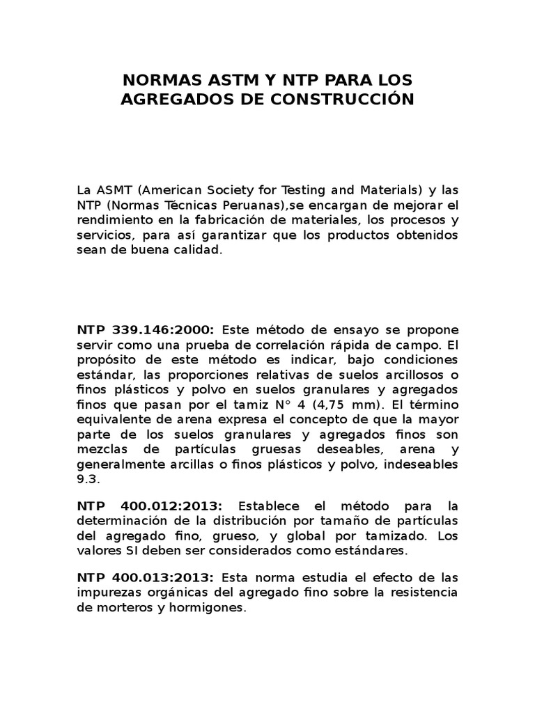 Normas ASTM | PDF | Hormigón | Materiales