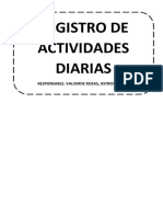 Registro de Actividades Diarias: Responsable: Valverde Rosas, Astrid Lucero