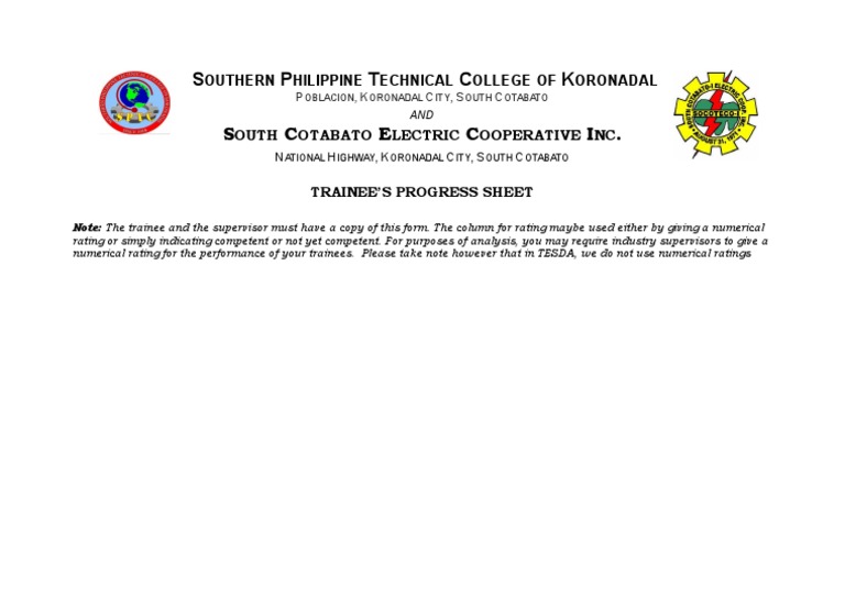 Trainee Progress Sheet Guidelines | PDF | Technology & Engineering