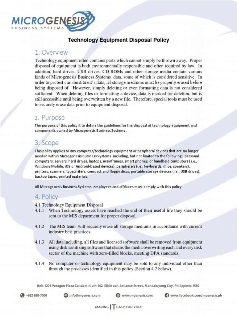 Technology Equipment Disposal Guidelines | PDF | Floppy Disk | Computer ...