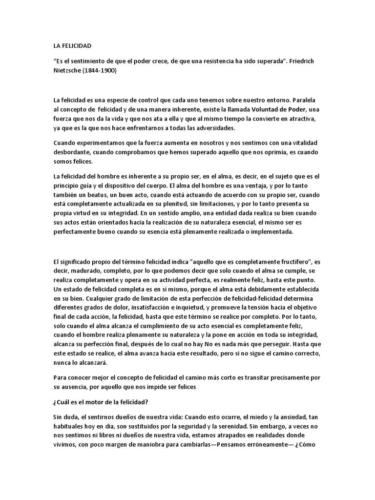 La búsqueda de la felicidad y el ser | PDF | Felicidad | Alma