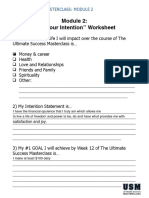 "Set Your Intention" Worksheet: Ultimate Success Masterclass: Module 2