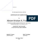 Abram Kristian A. Frianeza: Certificate of Completion