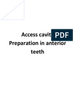 Access Cavity Preparation in Anterior Teeth