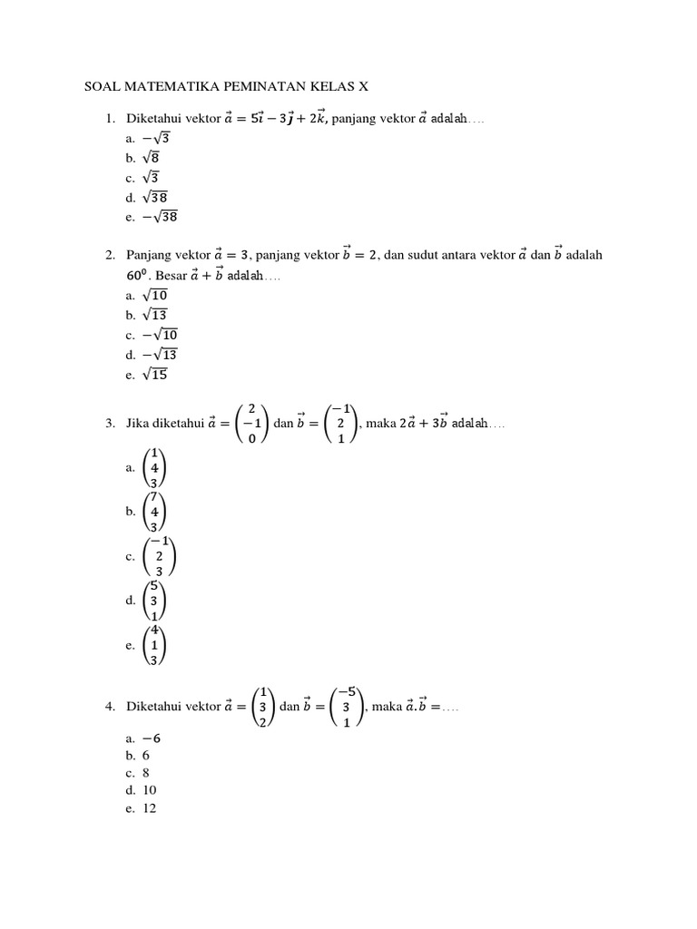 Soal Matematika Peminatan Kelas X Hendy