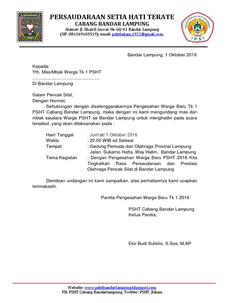 Undangan Pengesahan 2016 Warga Senior