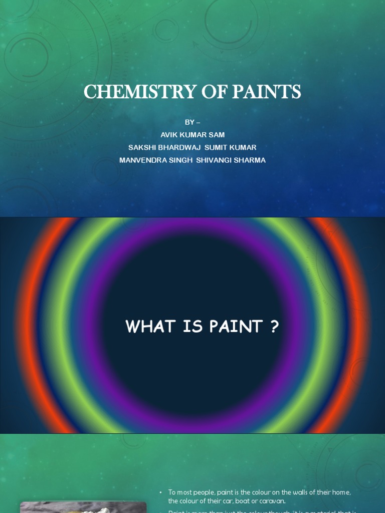 Chemistry of Paints BY Avik Kumar Sam Sakshi Bhardwaj Sumit Kumar