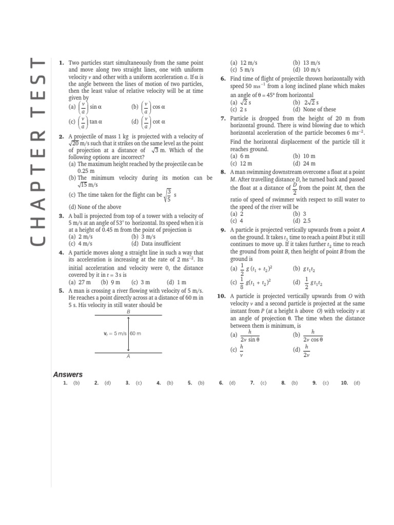 Projectile Motion Test with Answers | PDF | Projectiles | Acceleration