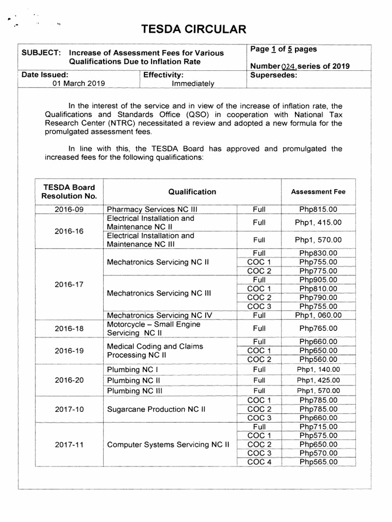 TESDA Circular No. 024-2019 | PDF | Nature | Business
