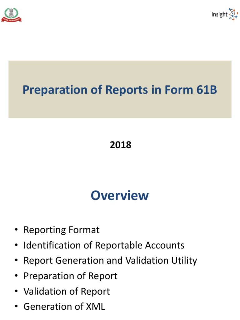 3B Preparation of Reports in Form 61B V1.3 | PDF | Identifier | Xml