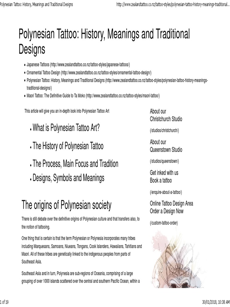 Polynesian Tattoo - History, Meanings and Traditional Designs | PDF ...