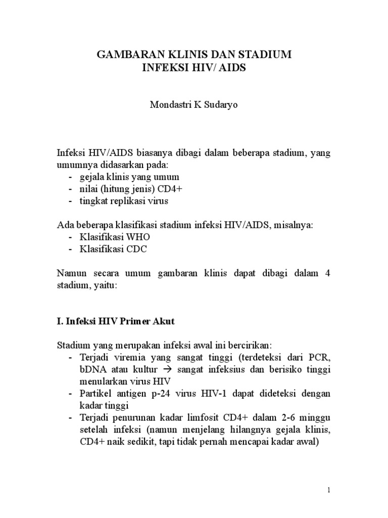 Gambaran Klinis & Stadium Infeksi Hiv Aids | PDF