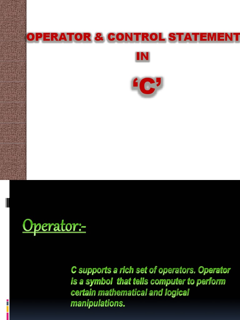 Operators and Control Statements in C 5.09.2019 - Updated | PDF ...