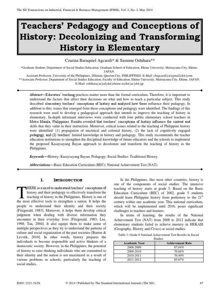 Teachers' Pedagogy and Conception of History PDF Teachers Pedagogy