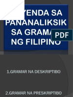 Adyenda Sa Pananaliksik Sa Gramar NG Filipino