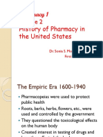 Pharmacy 1: History of Pharmacy in The United States