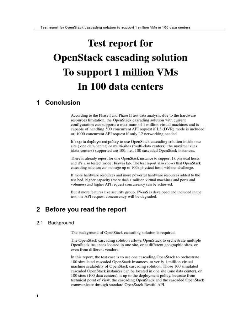 OpenStack Cascading for 1M VMs in 100 DCs | PDF | Open Stack | Virtual ...