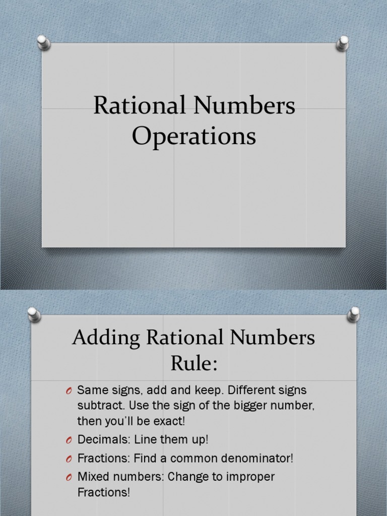 2 Rational Numbers Operations | PDF | Fraction (Mathematics) | Number ...