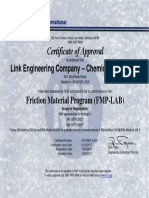 NSF Certificate of Approval for Link Engineering Company Chemical Laboratory