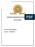 Physics Demonstration File 2019-2020: by P Sai Pradyumnan CLASS: - XII Science
