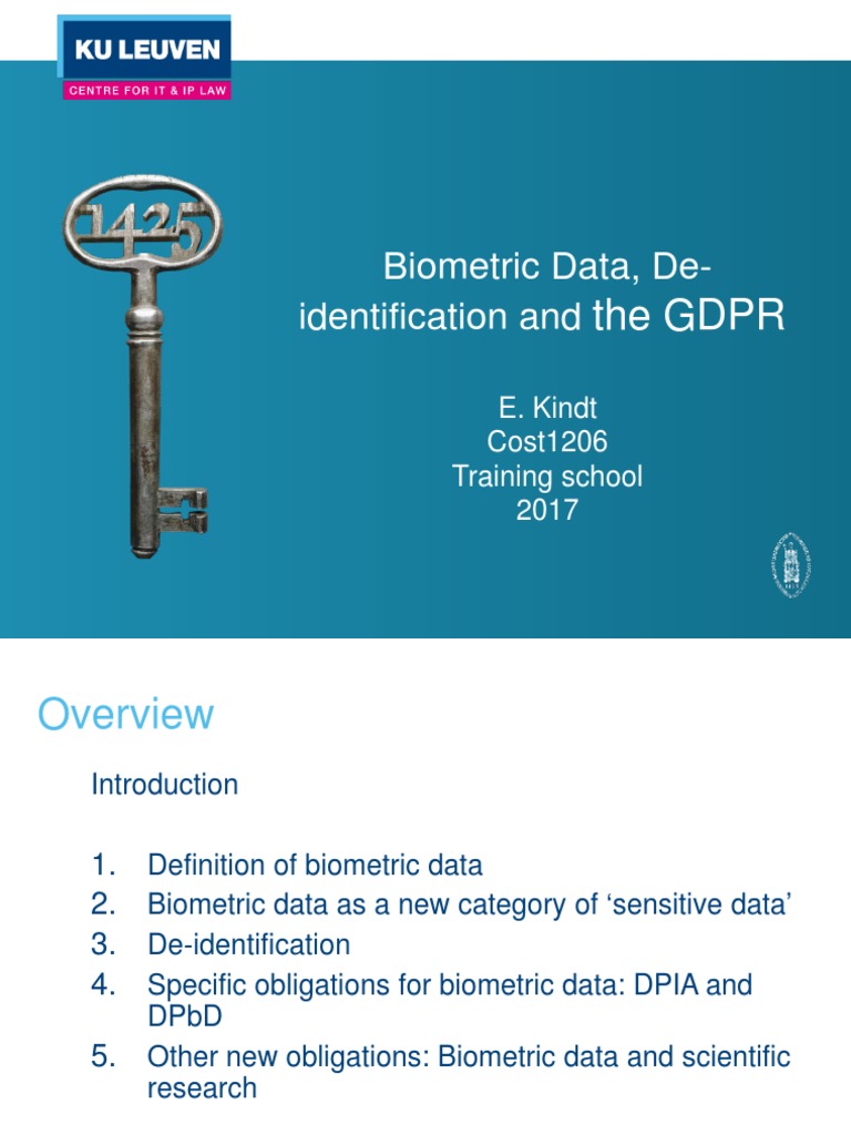 The GDPR Biometric Data, DeIdentification and Download Free PDF