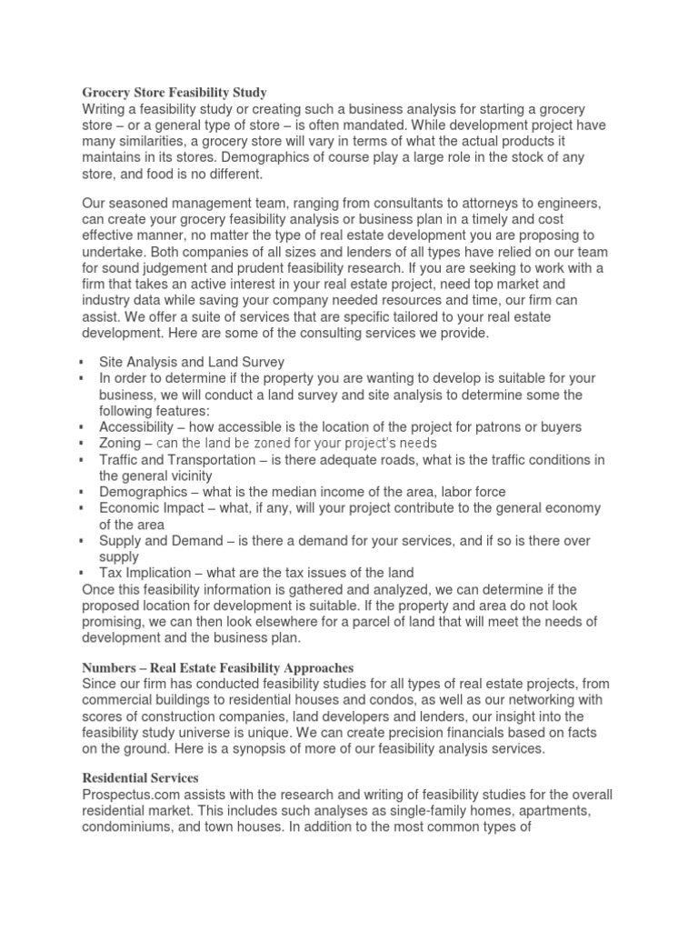 Grocery Store Feasibility Study | PDF | Condominium | Feasibility Study