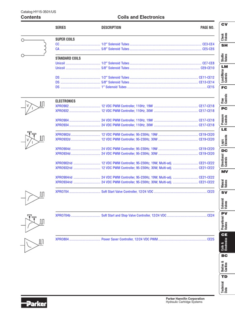 Parker Hydraulic Coils & Electronics Catalog | PDF | Inductor | Diode