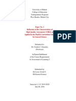 Paper No. 1 Reflection of The Characteristics of High Quality Assessment (Ched) As Applied in The Deped Curriculum Guide in General Science