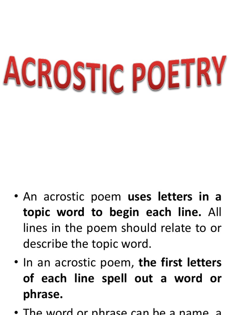 Acrostic Poem Creation Guide | PDF