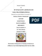The Study of Quality Assurance in Golccha International: Project Report ON