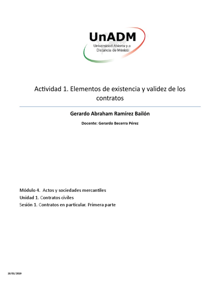 Actividad 1 Elementos de Existencia y Validez de Los