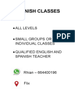 Spanish Classes: All Levels Small Groups or Individual Classes Qualified English and Spanish Teacher