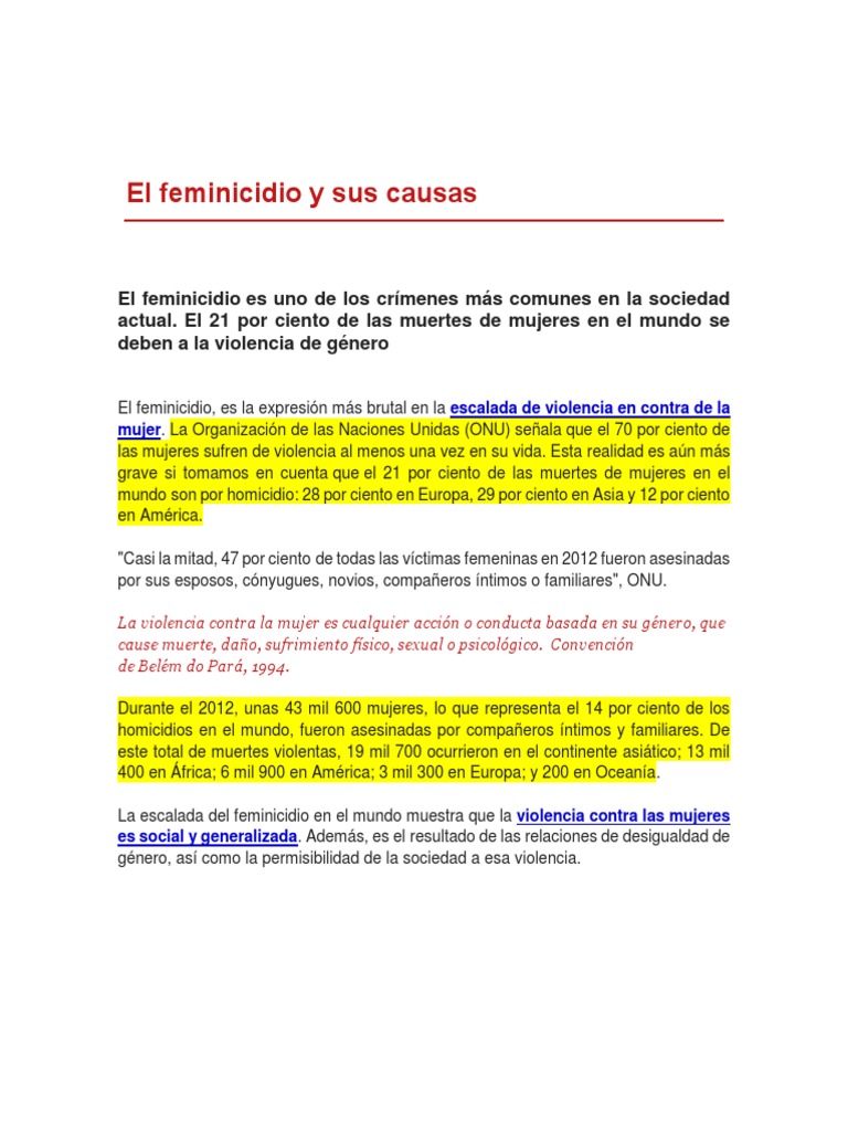 Causas del Feminicidio Global | PDF | La violencia contra las mujeres ...