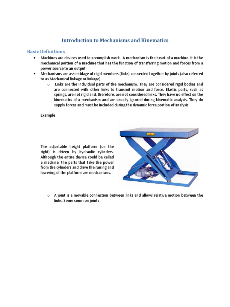 Introduction To Mechanisms and Kinematics PDF | PDF | Machine ...