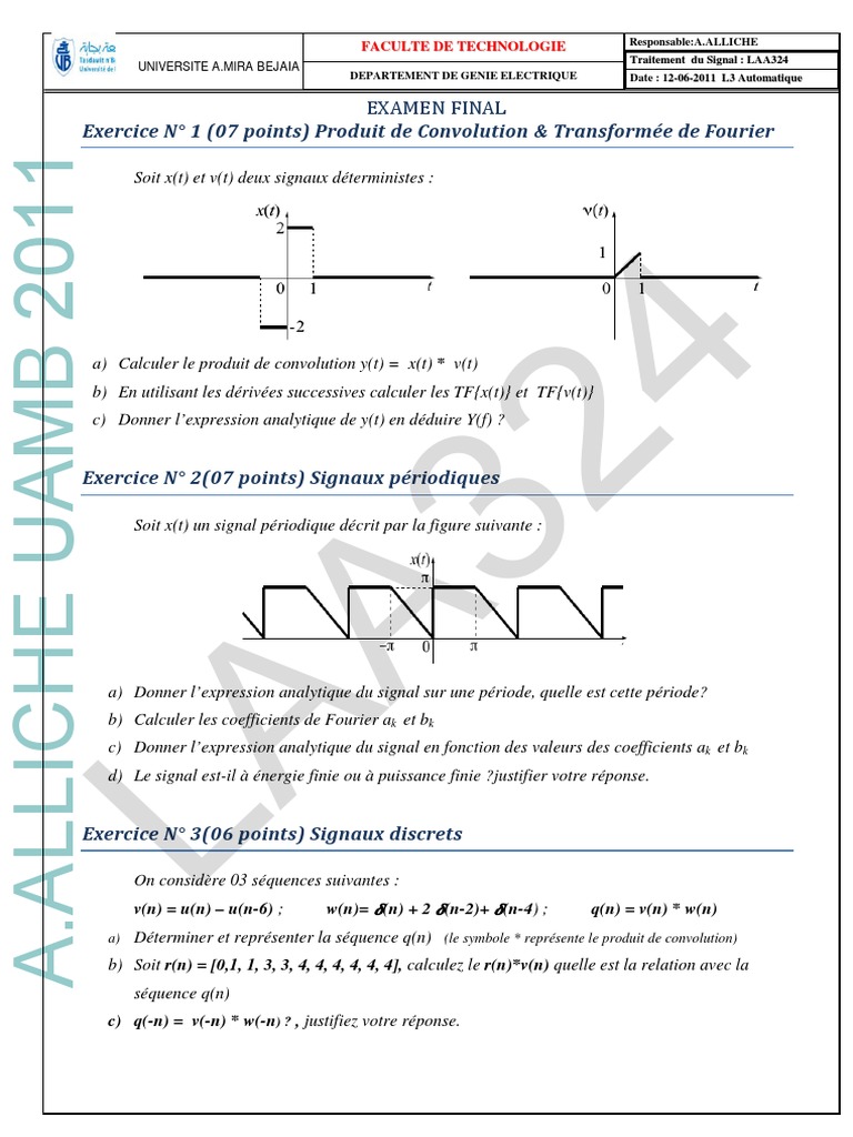 Corriger Examfinal Laa324 11 Analyse Mathematique Mathematiques Appliques