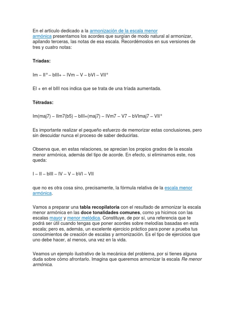 Armonización de la Escala Menor Armónica | PDF | Acorde (Música ...