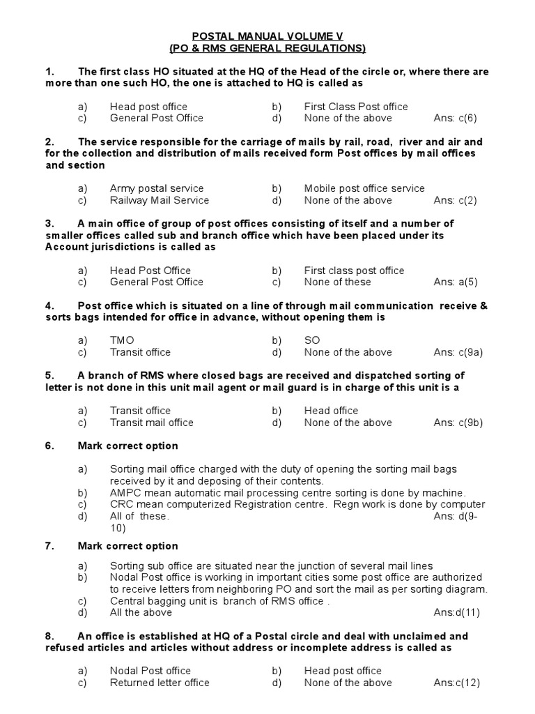 Postal Manual Volume V Overview | PDF | Mail | United States Postal Service