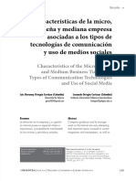 Características de La Micro, Pequeña y Mediana Empresa Asociadas A Los Tipos de Tecnologías de Comunicación y Uso de Medios Sociales