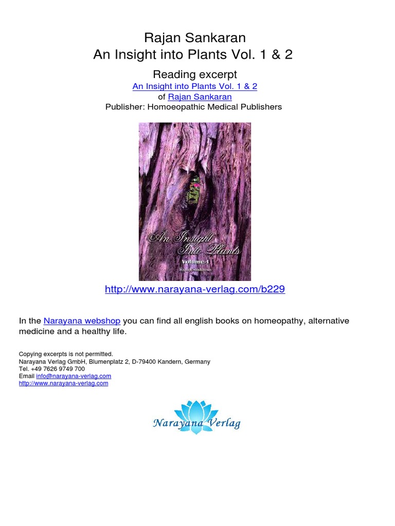 Insights into Plants by Rajan Sankaran | PDF | Homeopathy | Mind