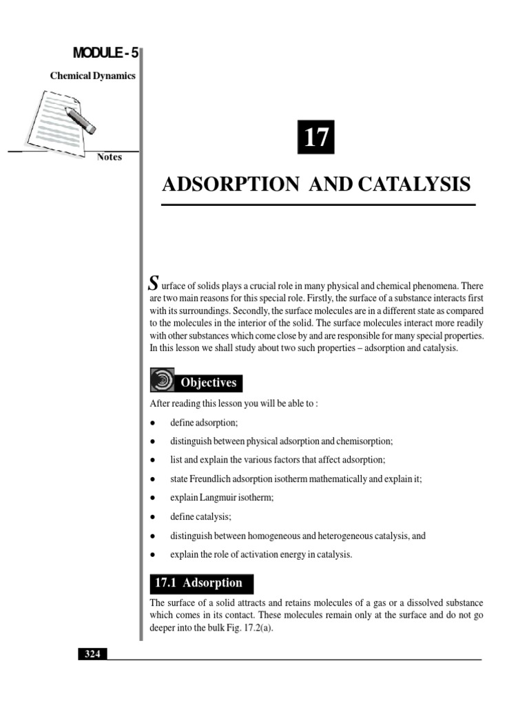 Adsorption and Catalysis in Chemistry | PDF | Adsorption | Catalysis