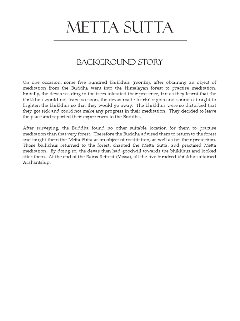 Karaniya Metta Sutta Loving Kindness Pdf Meditation Spirituality