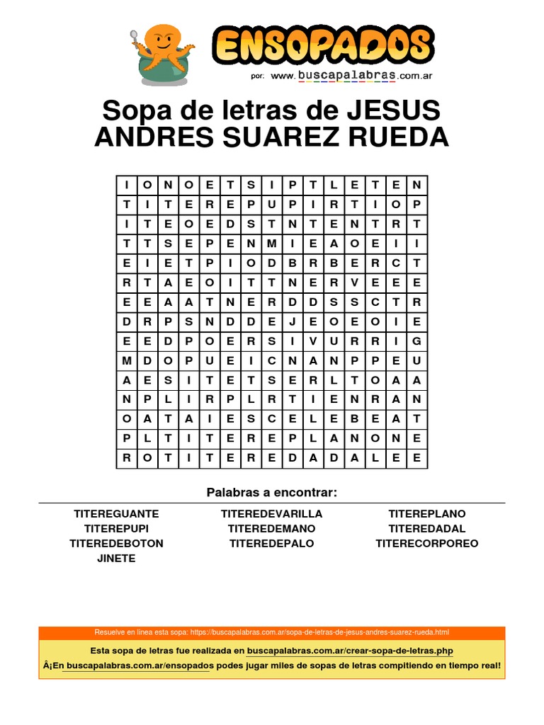 Sopa de Letras de Jesus Andres Suarez Rueda | PDF