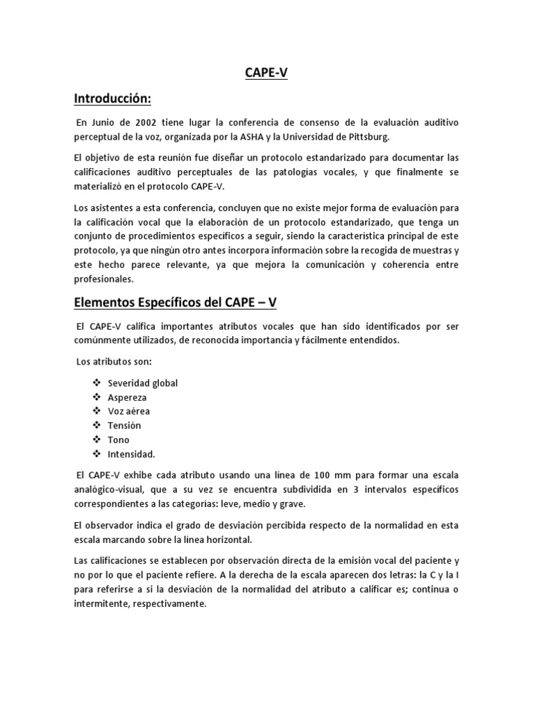 Cape V PDF Vocal Percepción
