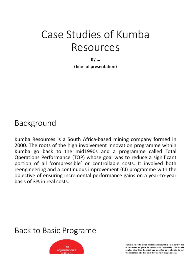 Implementing A Continuous Improvement Maturity Model At Kumba Resources