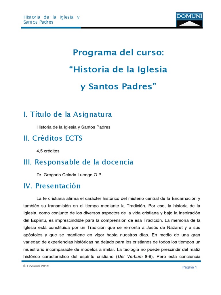 Historia de la Iglesia y Padres Santos | PDF | Historia del ...