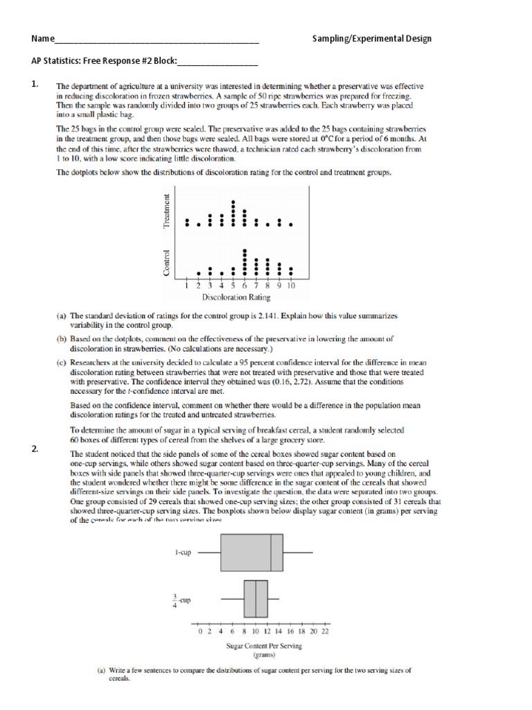 AP Stats FRQ: Sampling Design Guide | PDF | Business | Computers